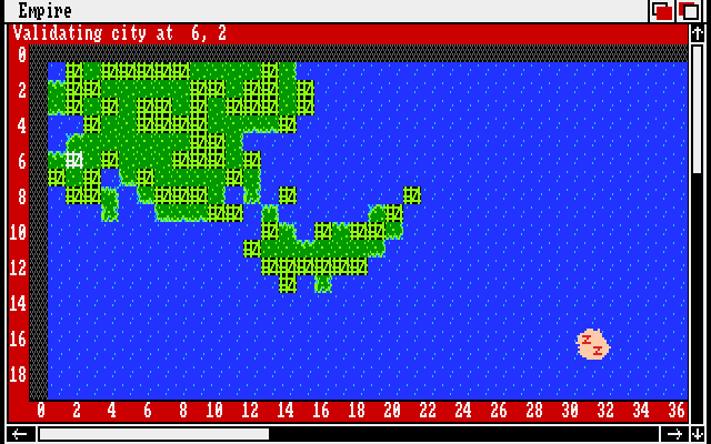 Empire: Wargame of the Century (Amiga) screenshot: Using the map editor. Perhaps too many cities?
