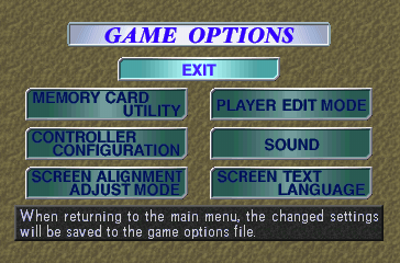 International Superstar Soccer Pro '98 (PlayStation) screenshot: Game options.
