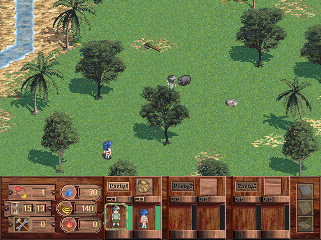 Mujintō Monogatari 4 (Windows) screenshot: Hunting for meat.