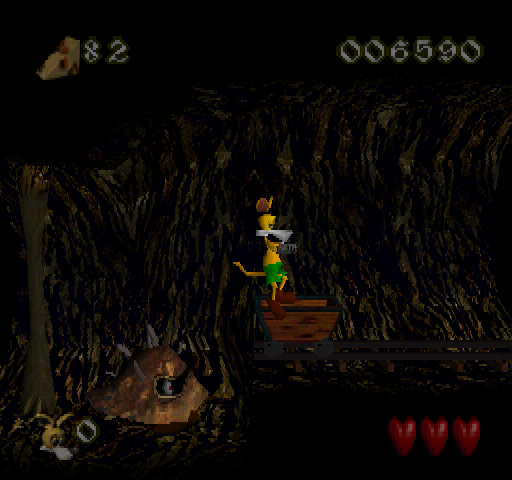 Cheesy (PlayStation) screenshot: Mine cart.