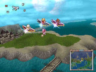 Tales of Phantasia (PlayStation) screenshot: Flying is the fastest and the most safe way of travelling