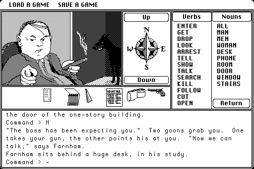 Borrowed Time (Macintosh) screenshot: Boss Farnham in his study.