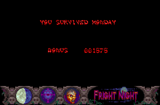 Fright Night (Amiga) screenshot: Survived Monday