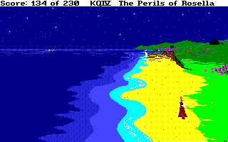 King's Quest IV: The Perils of Rosella (Amiga) screenshot: Shore at night.