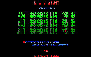 L.E.D. Storm (Amiga) screenshot: Entering a high score