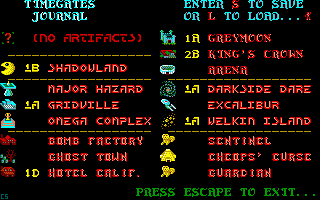 Time Bandit (DOS) screenshot: The info-board keeps you up to date on your progress in the worlds.