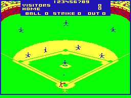 Color Baseball (TRS-80 CoCo) screenshot: Batting