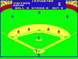 Color Baseball (TRS-80 CoCo) screenshot: About to begin