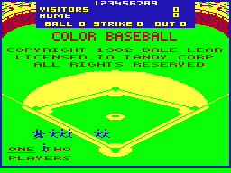 Color Baseball (TRS-80 CoCo) screenshot: Title screen