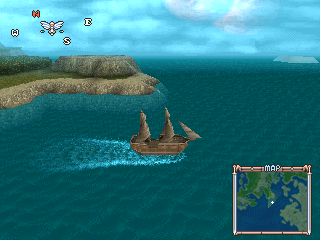 Tales of Phantasia (PlayStation) screenshot: You can use ships for travelling between the continents