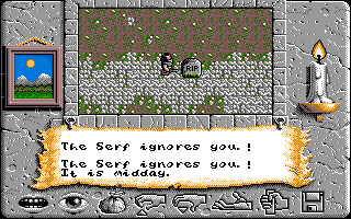 Times of Lore (Amiga) screenshot: Killed a serf on the road