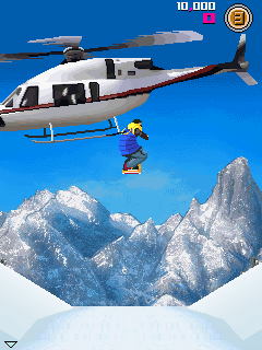 Avalanche Snowboarding (J2ME) screenshot: Being dropped off by a helicopter