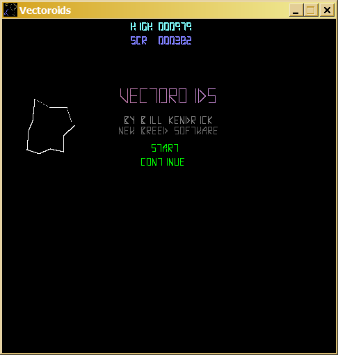 Vectoroids (Windows) screenshot: Main menu