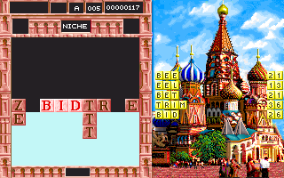 Wordtris (DOS) screenshot: Match the word - Demo version