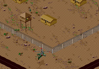 Desert Strike: Return to the Gulf (Genesis) screenshot: Level 2 - The POW camp.