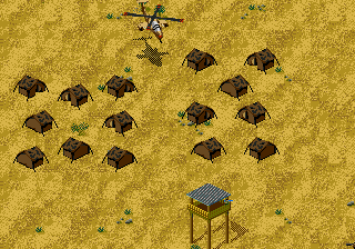 Jungle Strike (Genesis) screenshot: Enemy training grounds.