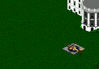 Jungle Strike (Genesis) screenshot: Outside the White House.