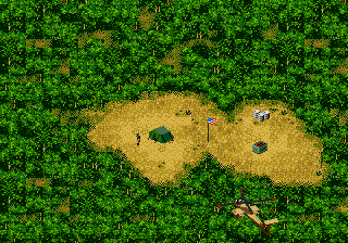 Jungle Strike (Genesis) screenshot: American outpost.