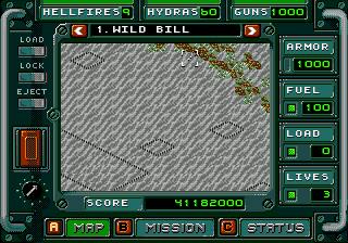 Jungle Strike (Genesis) screenshot: Mission Map.