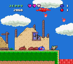 SmartBall (SNES) screenshot: Watch out for the falling flames