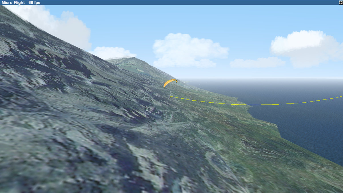 Micro Flight (Windows) screenshot: With the "path" option active we can track the trajectory of our flight