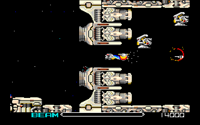 R-Type (PC-88) screenshot: Entering enemy base