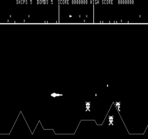 Defender (Exidy Sorcerer) screenshot: Here are the aliens