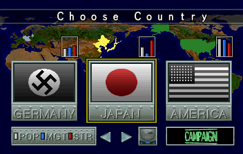 Iron Storm (SEGA Saturn) screenshot: The country selection of Campaign Mode