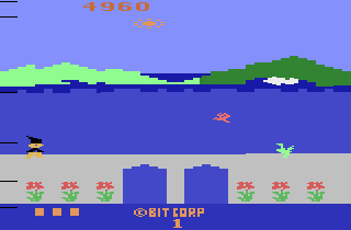 Bobby is Going Home (Atari 2600) screenshot: The 3rd screen (I'll have to jump over the chicken.)
