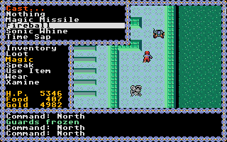 Questron II (Apple IIgs) screenshot: Battling with magic spells.