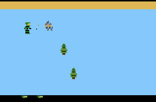 Halo 2600 (Atari 2600) screenshot: Shooting my gun at an enemy.