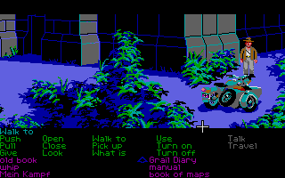 Indiana Jones and the Last Crusade: The Graphic Adventure (Atari ST) screenshot: Outside of the Castle Brunwald.