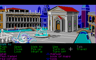 Indiana Jones and the Last Crusade: The Graphic Adventure (Atari ST) screenshot: The plaza in Venice.
