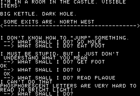 Voodoo Castle (Apple II) screenshot: Sometimes the parser just doesn't understand.