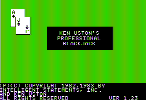 Ken Uston's Professional Blackjack (Apple II) screenshot: Title screen