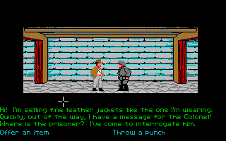 Indiana Jones and the Last Crusade: The Graphic Adventure (Amiga) screenshot: A nazi guard.