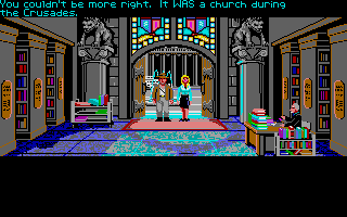 Indiana Jones and the Last Crusade: The Graphic Adventure (Atari ST) screenshot: The Crusader's church turned library in Venice.