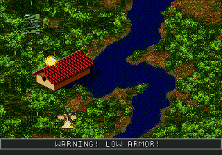 Jungle Strike (Genesis) screenshot: Warning low armor!