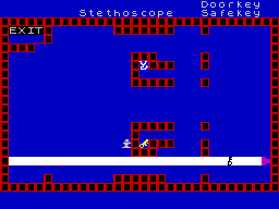 Robber (ZX Spectrum) screenshot: Beam shows the location of the key