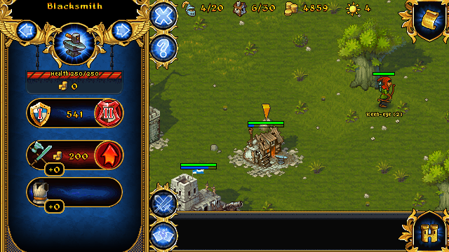 Majesty: The Fantasy Kingdom Sim (J2ME) screenshot: Blacksmith can be just to upgrade weapons and armour
