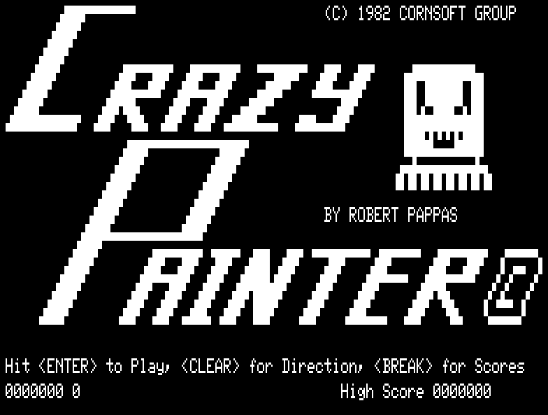 Crazy Painter (TRS-80) screenshot: Title screen