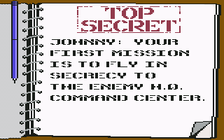 Infiltrator (Commodore 64) screenshot: Mission breifing