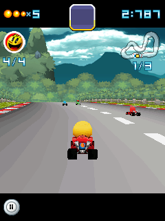 Pac-Man Kart Rally 3D (J2ME) screenshot: And they're off
