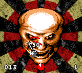 Little Nicky (Game Boy Color) screenshot: This man berates you until you throw a dart at him, so don't feel too bad.