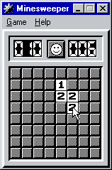 Microsoft Windows 95 (included games) (Windows) screenshot: This game can be played in B&W. (Minesweeper)