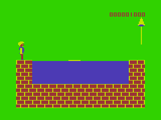 Quazimodo (Dragon 32/64) screenshot: Crossing the Moat