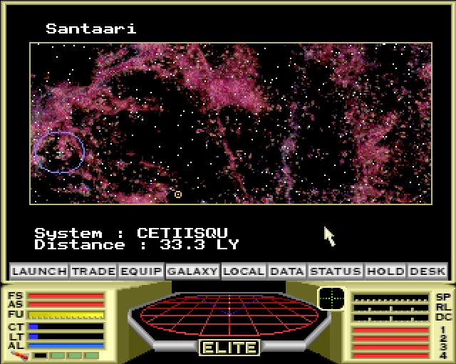 Elite (Acorn 32-bit) screenshot: Galaxy map