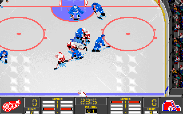 NHL 95 (DOS) screenshot: Intense struggle