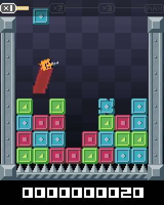 Super Puzzle Platformer (Windows) screenshot: Jumping to avoid being hit by block