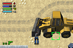 Dead to Rights (Game Boy Advance) screenshot: The square marks spots that can be interacted with
